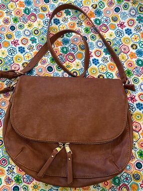 Miztique Brown Leather Crossbody Bag